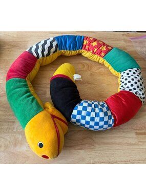 Vintage BRIO Activity Snake Plush Developmental Toy 52" Rattle 30275 w Box